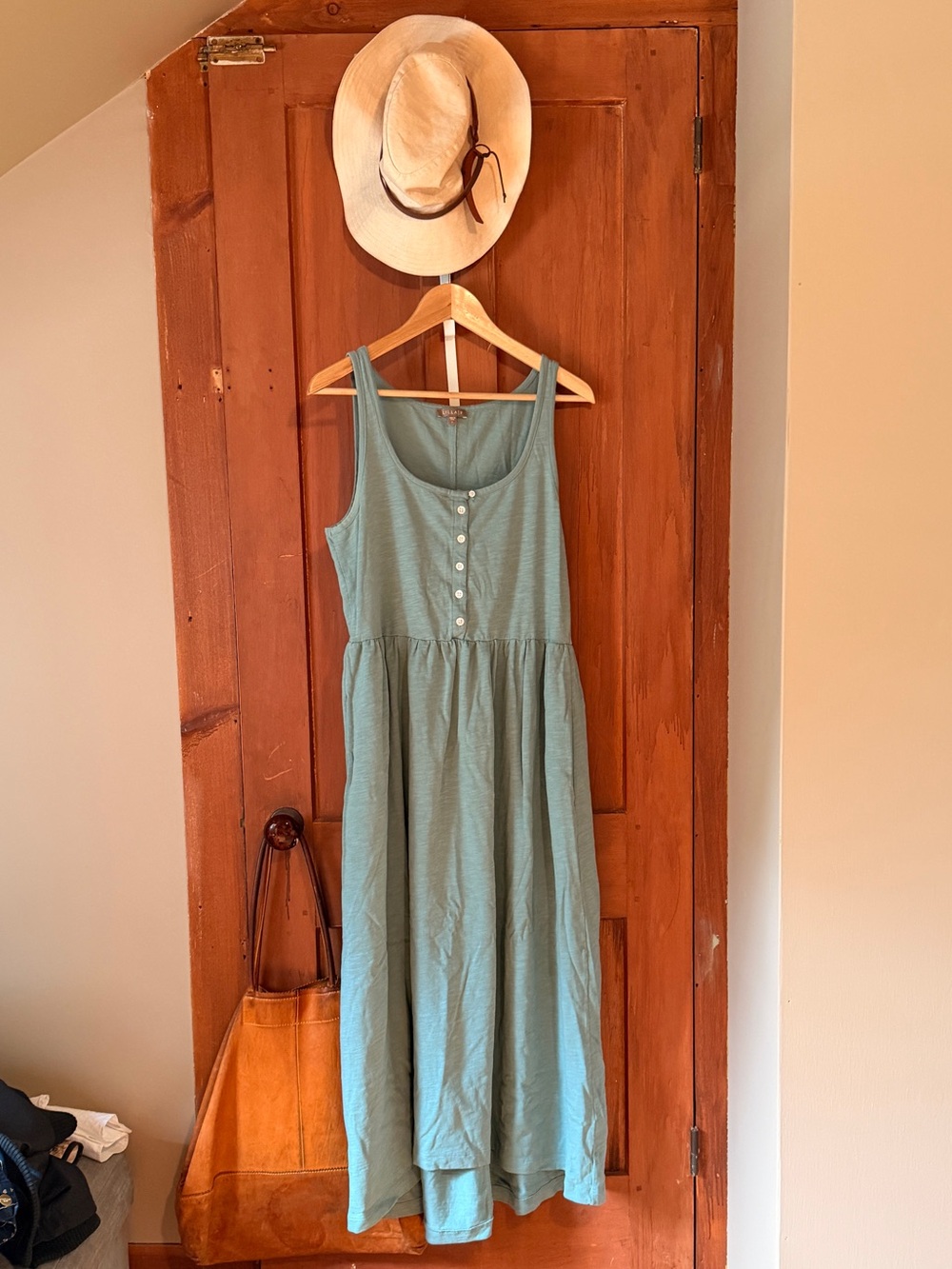 Lilla P Sleeveless Button-Front Teal Midi Dress